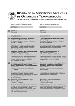 Revista De La Asociación Argentina De Ortopedia Y Traumatología Órgano De La Asociación Argentina De Ortopedia Y Traumatología