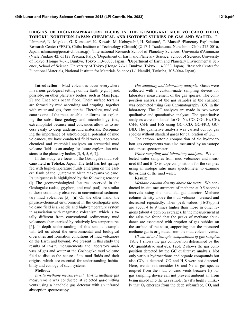 Origins of High-Temperature Fluids in the Goshogake Mud Volcano Field, Tohoku, Northern Japan: Chemical and Isotopic Studies of Gas and Water