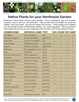 Native Plants for Your Northwest Garden Northwest Native Plants Provide Many Benefits