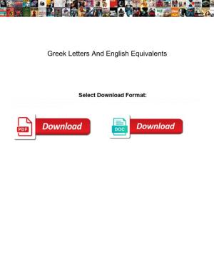Greek Letters and English Equivalents
