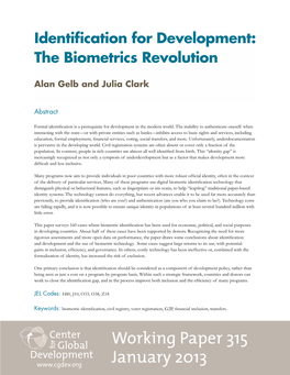 Identification for Development: the Biometrics Revolution