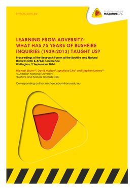 Learning from Adversity: What Has 75 Years of Bushfire Inquiries (1939-2013) Taught