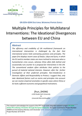 Multiple Principles for Multilateral Interventions: the Ideational Divergences Between EU and China