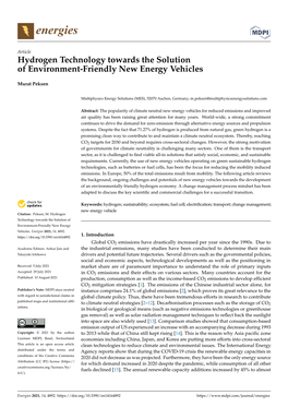 Hydrogen Technology Towards the Solutionof Environment-Friendly
