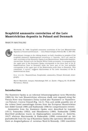 Scaphitid Ammonite Correlation of the Late Maastrichtian Deposits in Poland and Denmark