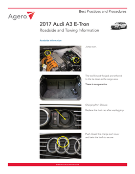 2017 Audi A3 E-Tron Roadside and Towing Information