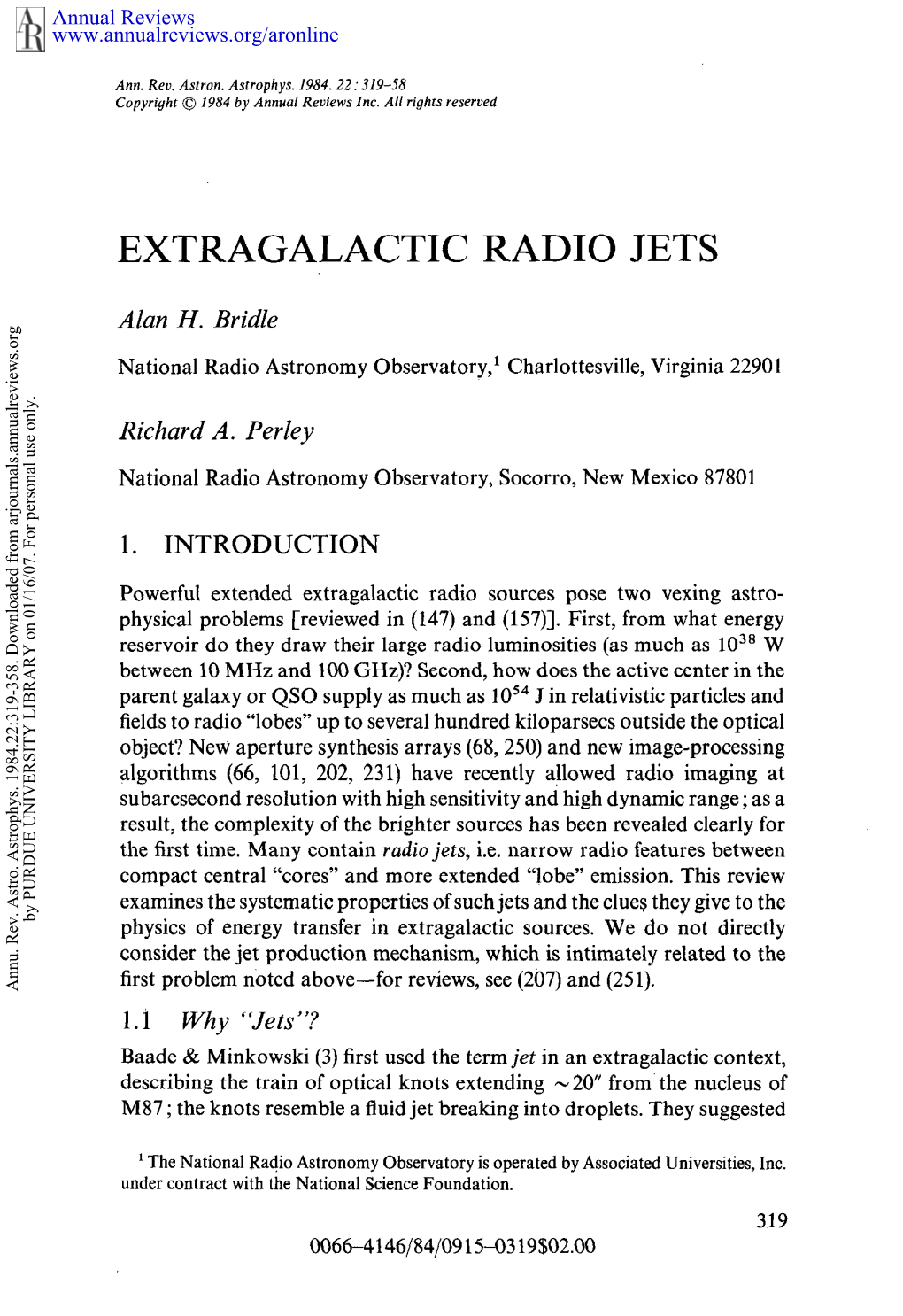 Extragalactic Radio Jets