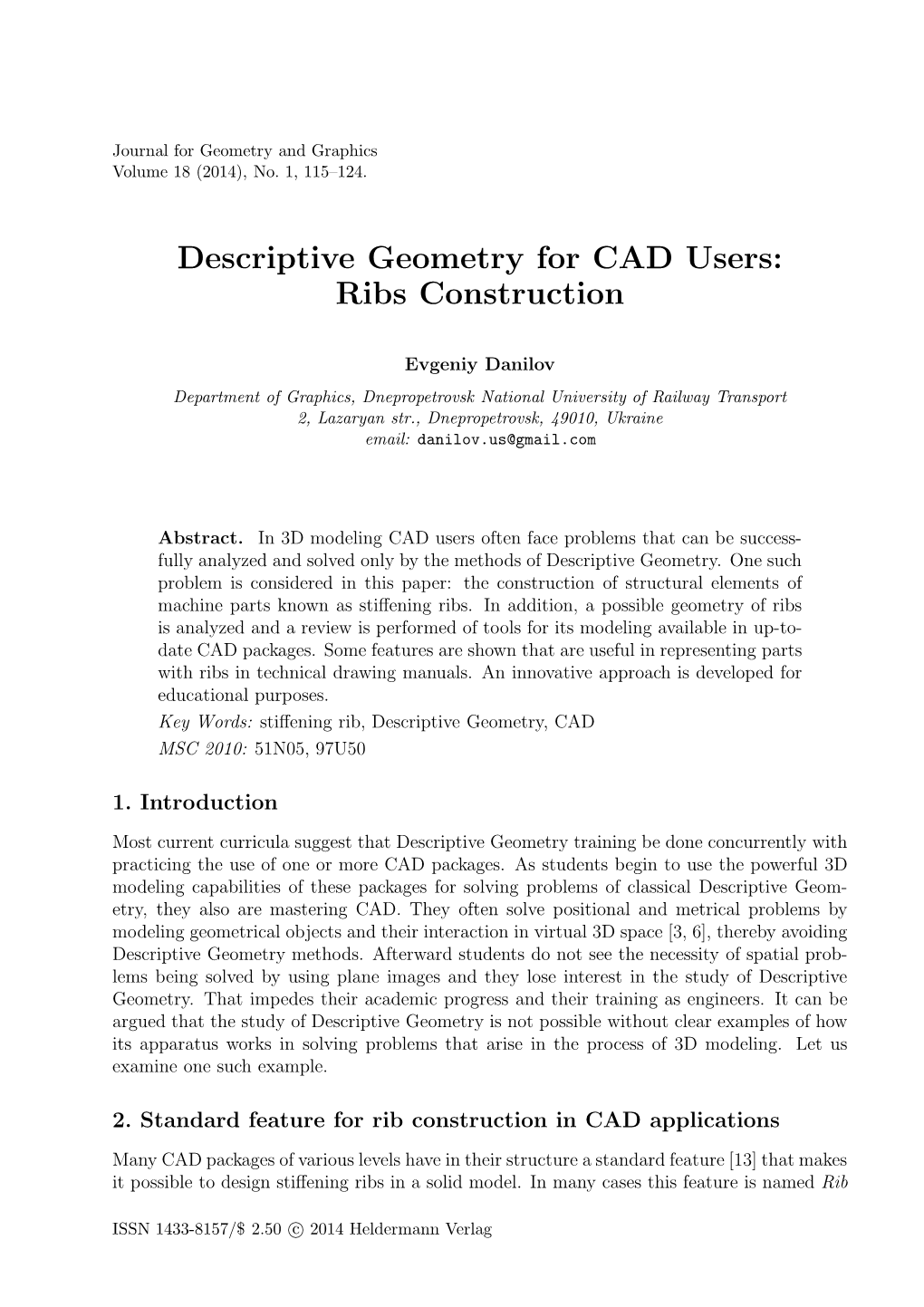 Descriptive Geometry for CAD Users: Ribs Construction