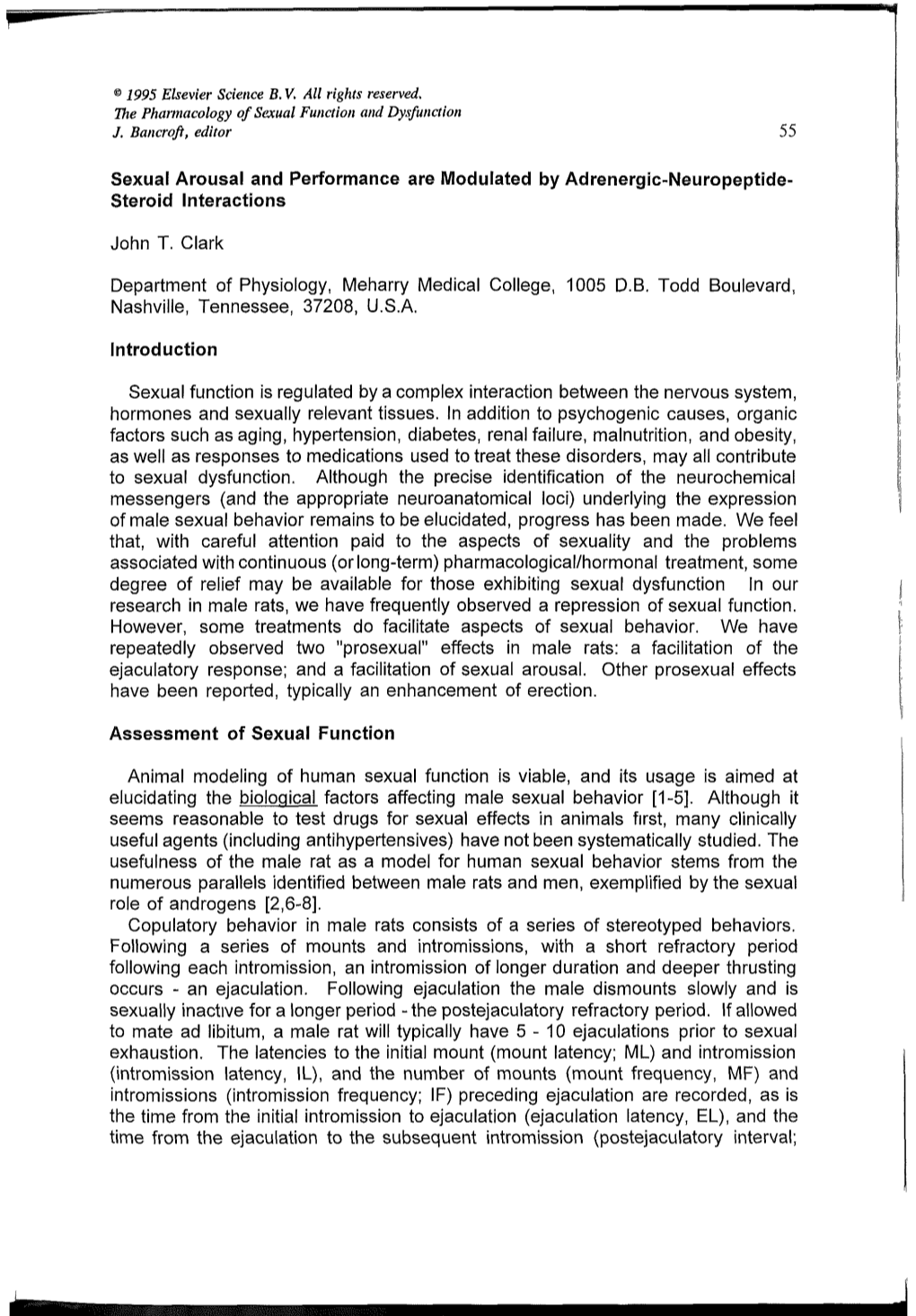 Sexual Arousal and Performance Are Modulated by Adrenergic-Neuropeptide- Steroid Interactions