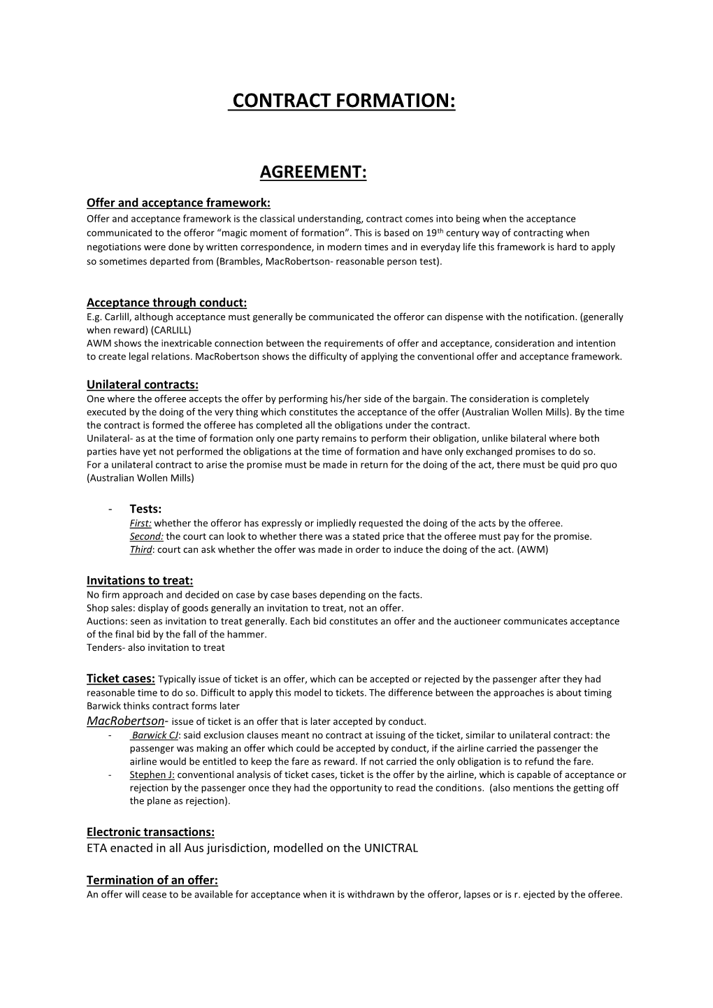 Contract Formation