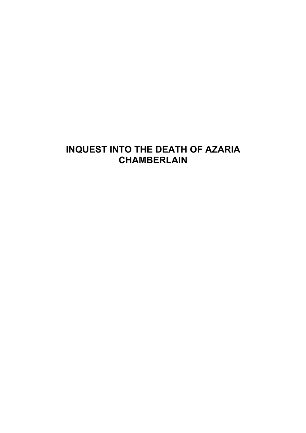 Inquest Into the Death of Azaria Chamberlain