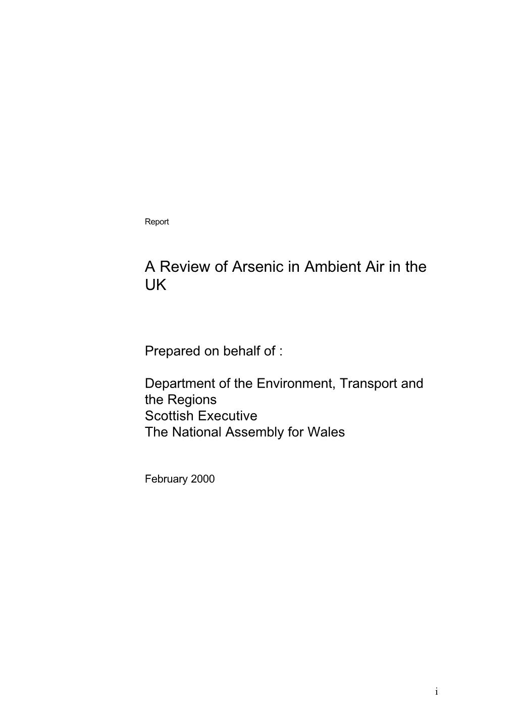 A Review of Arsenic in Ambient Air in the UK