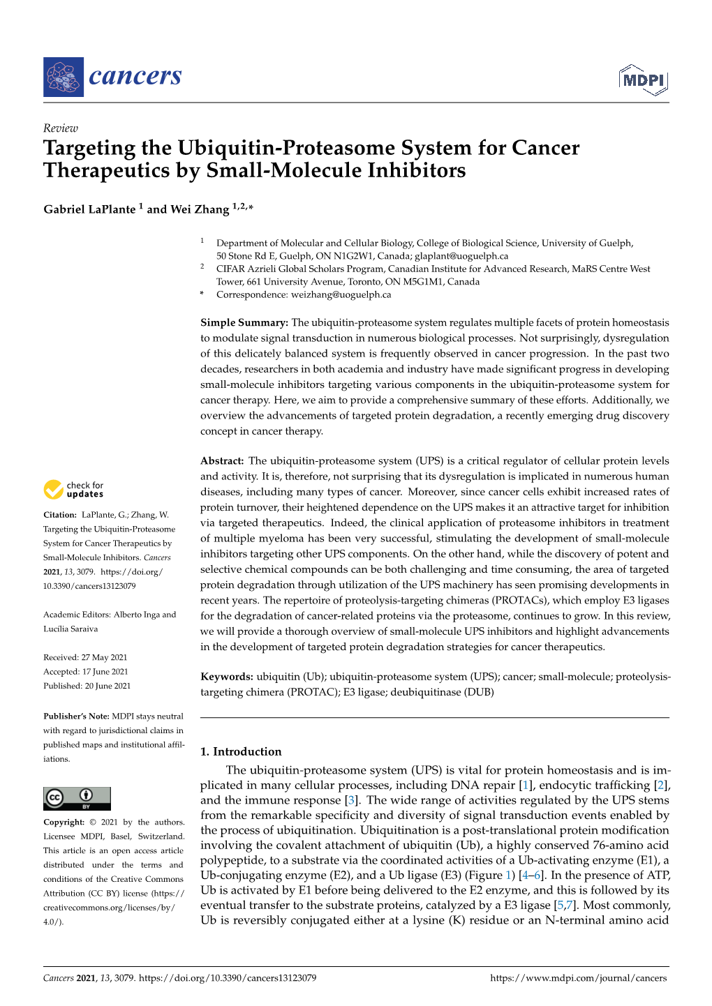 Targeting the Ubiquitin-Proteasome System for Cancer Therapeutics by Small-Molecule Inhibitors