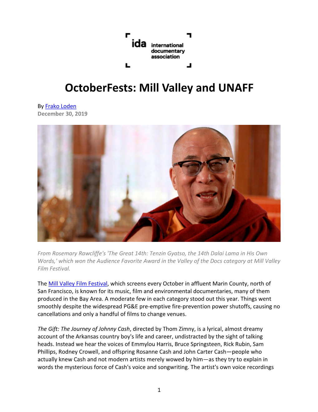 Octoberfests: Mill Valley and UNAFF