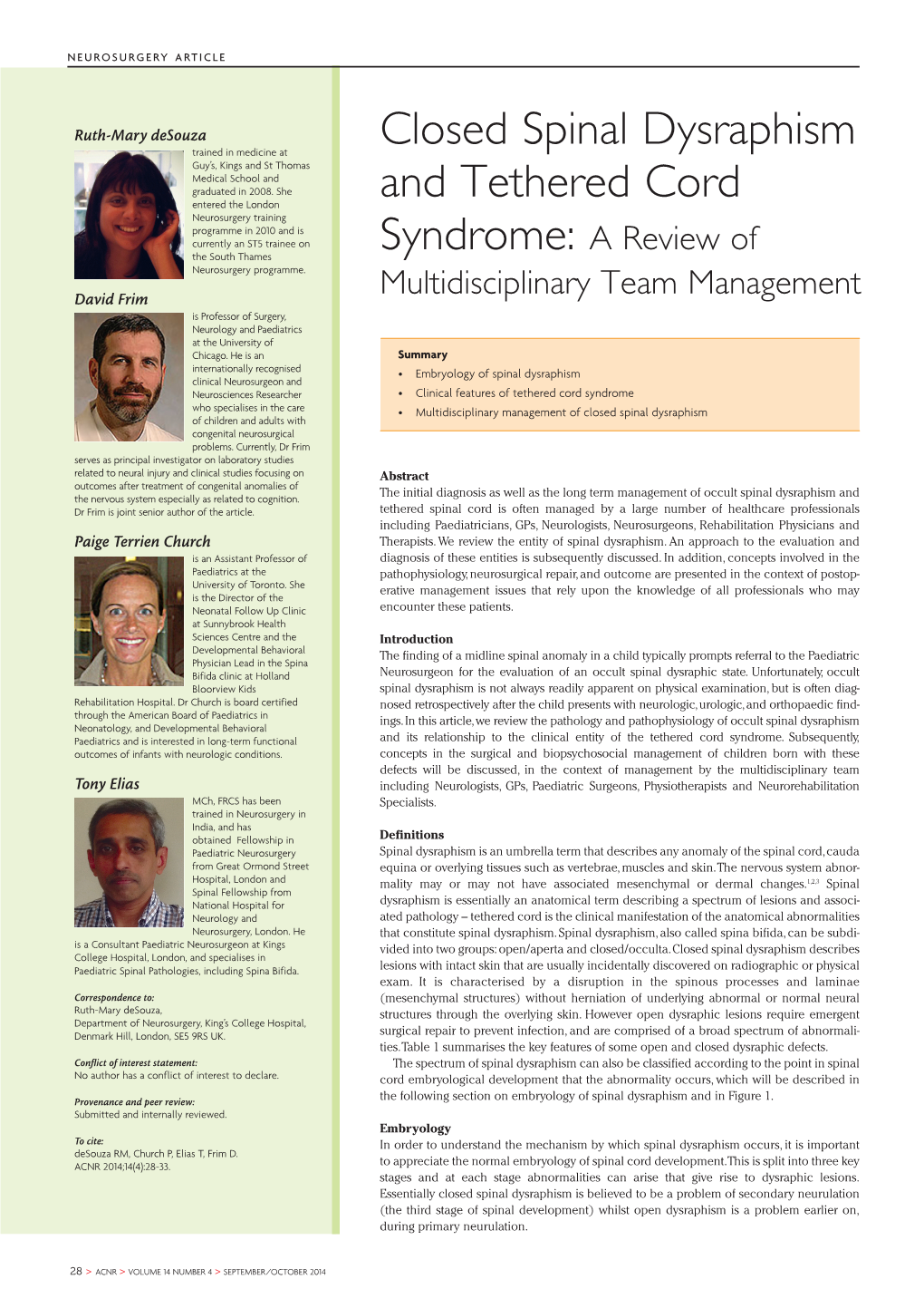 Closed Spinal Dysraphism and Tethered Cord