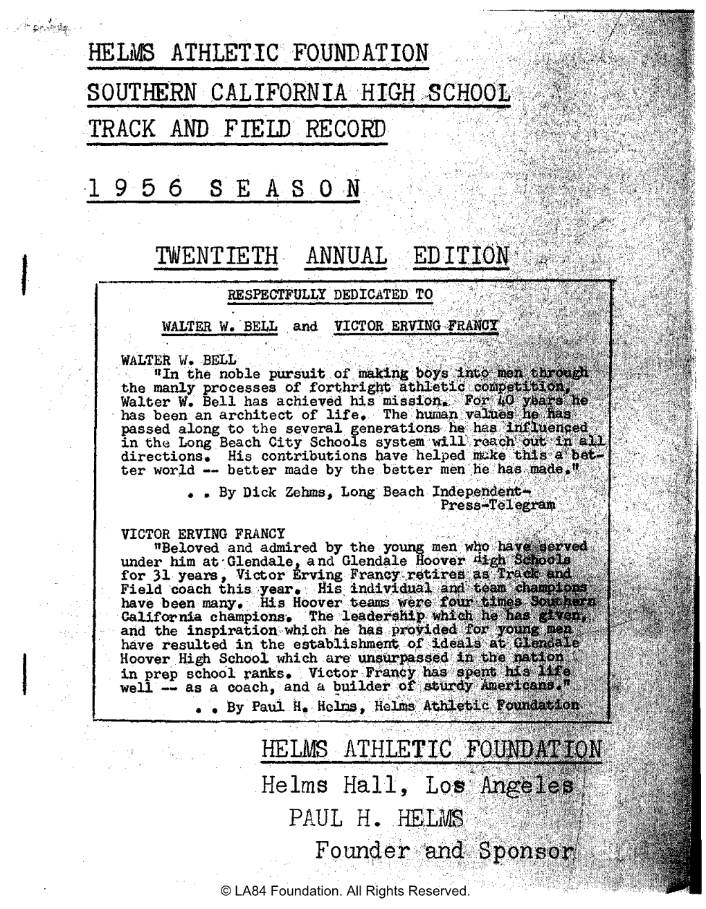 Helms Track and Field Annual 1956