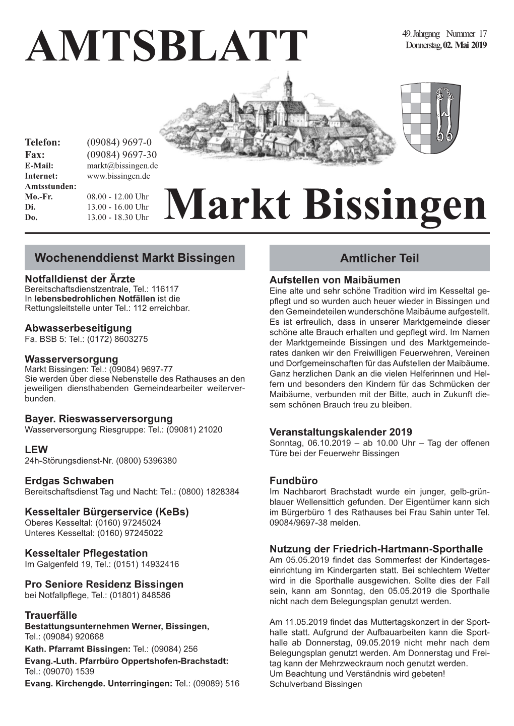 AMTSBLATT Markt Bissingen