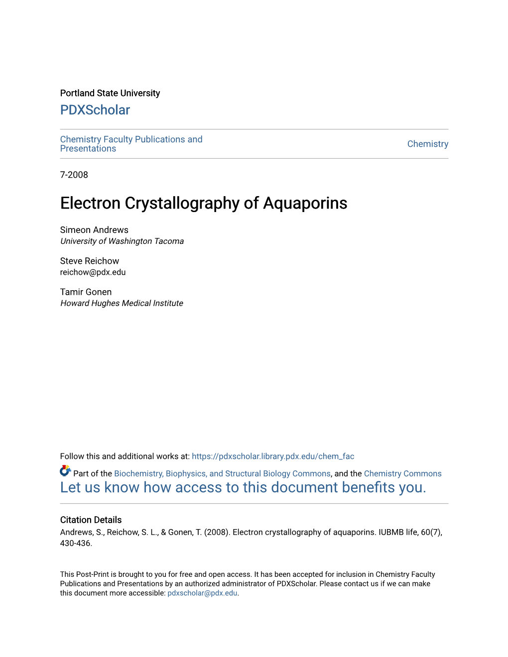 Electron Crystallography of Aquaporins