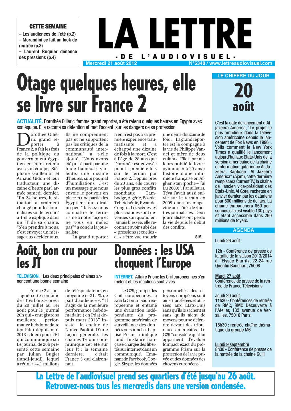 HEBDO Lettre Audio 21 Aout:L2A