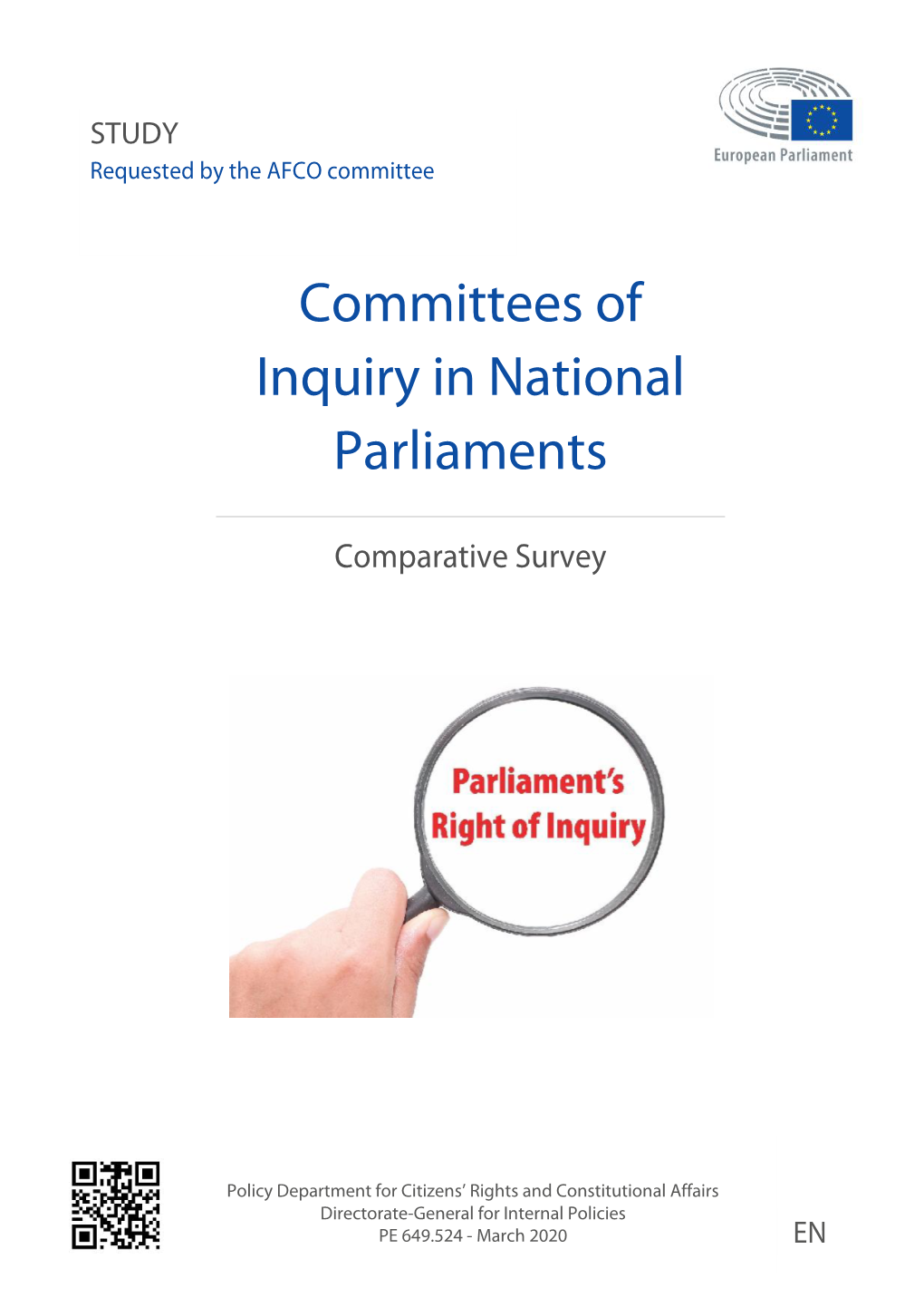 Committees of Inquiry in National Parliaments