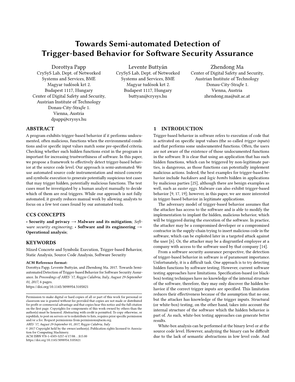 Towards Semi-Automated Detection of Trigger-Based Behavior for Software Security Assurance