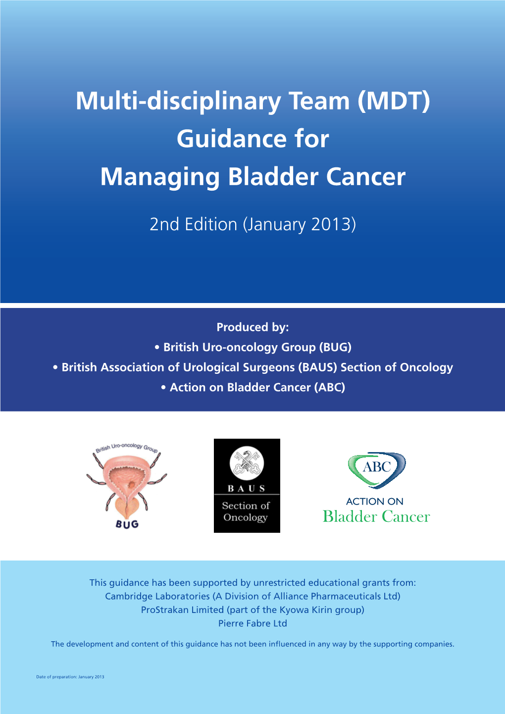 (MDT) Guidance for Managing Bladder Cancer