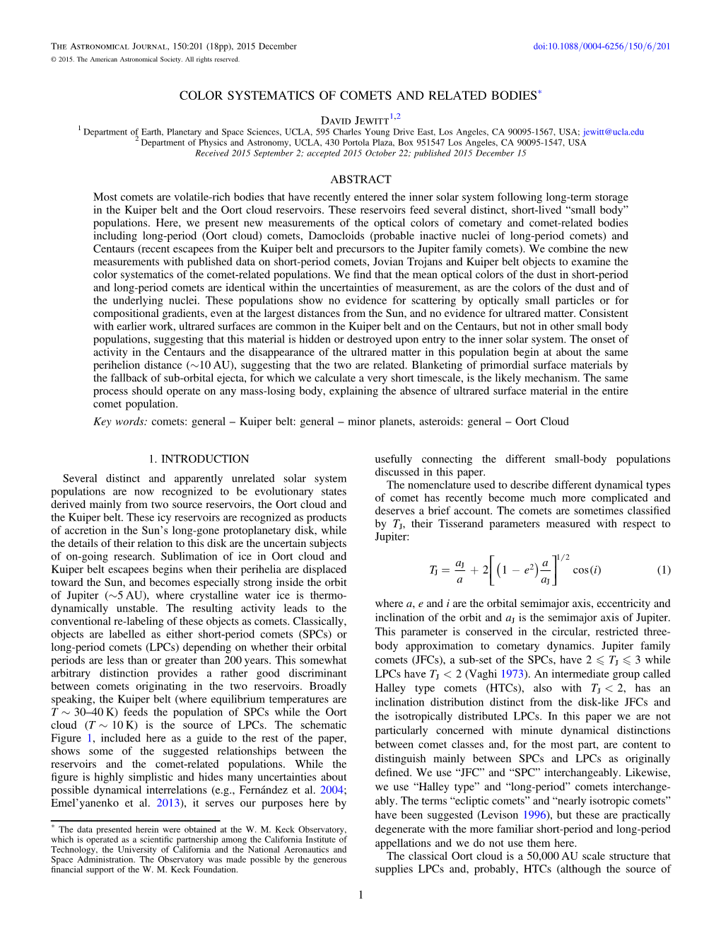 Color Systematics of Comets and Related Bodies (Pdf)