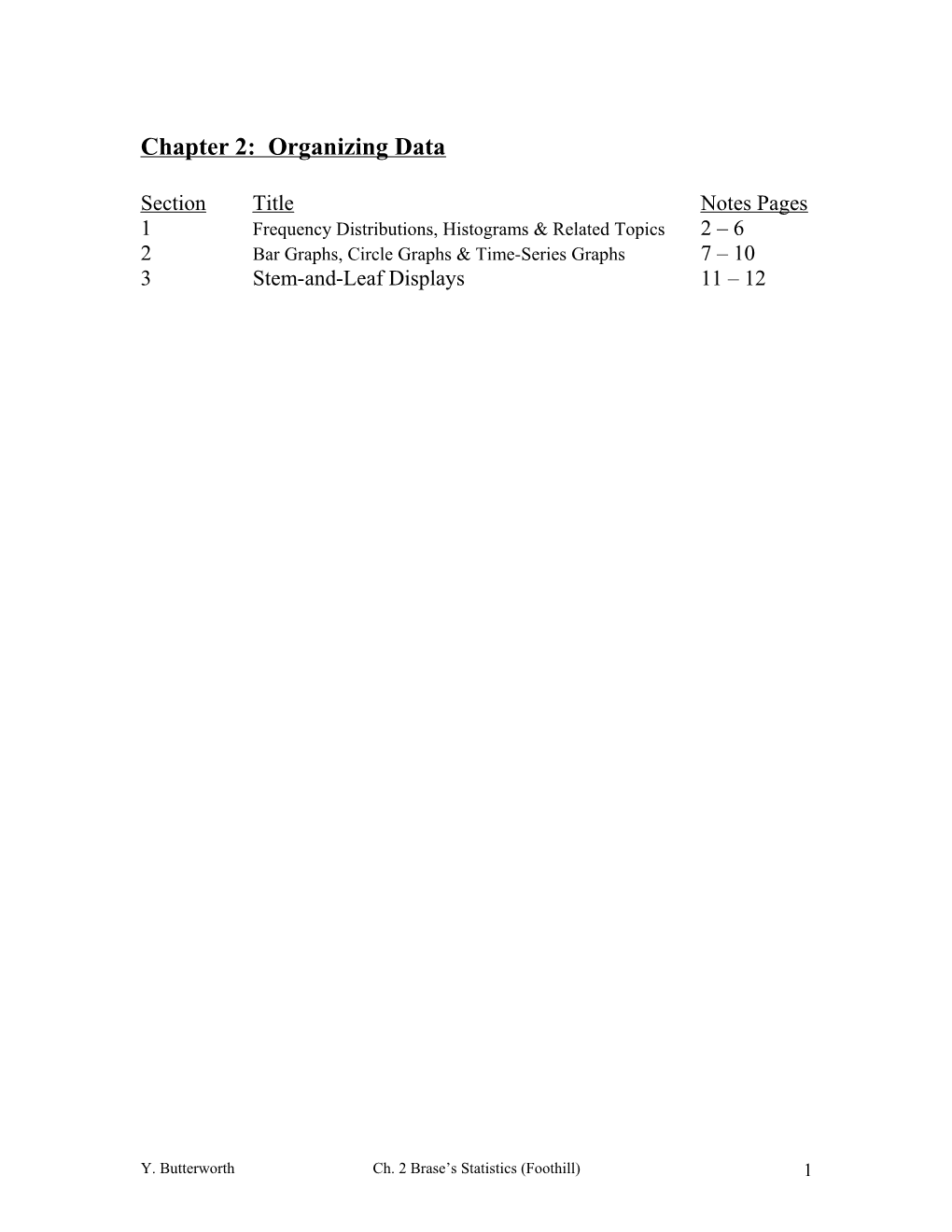 Chapter 2: Organizing Data