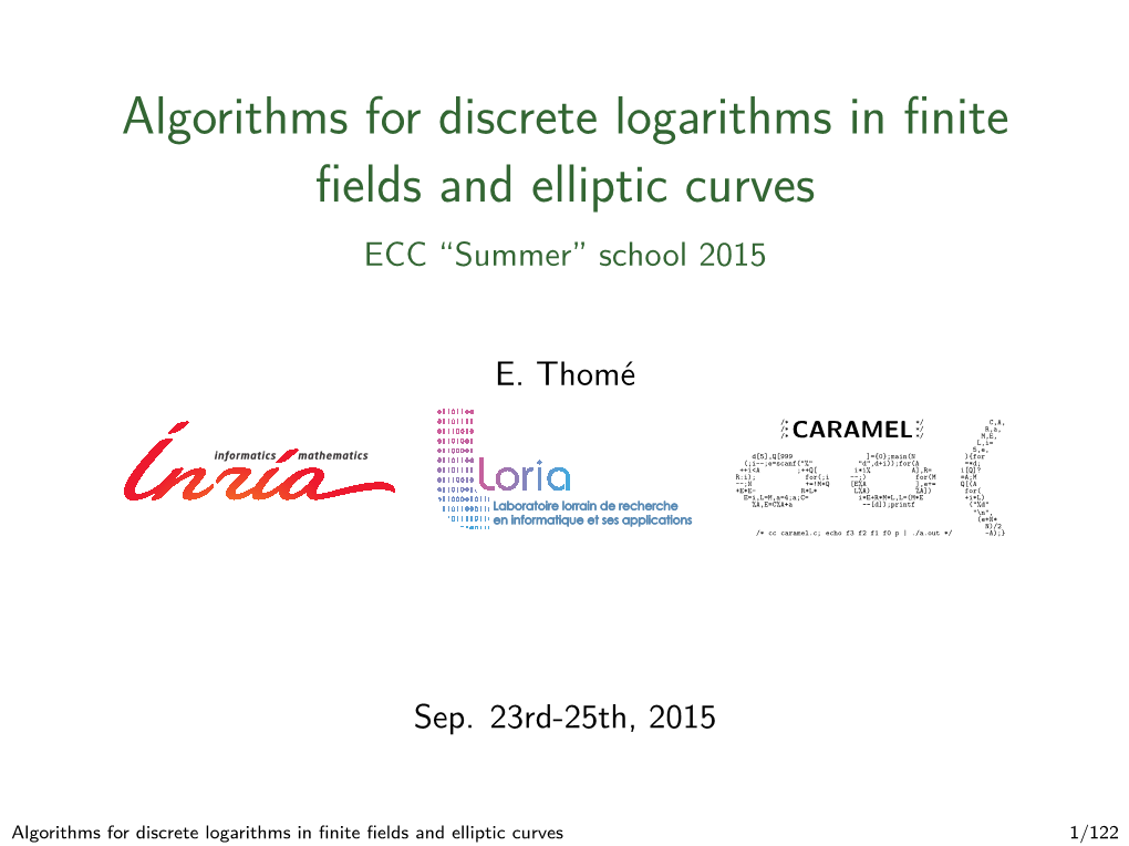 Algorithms for Discrete Logarithms in Finite Fields and Elliptic Curves