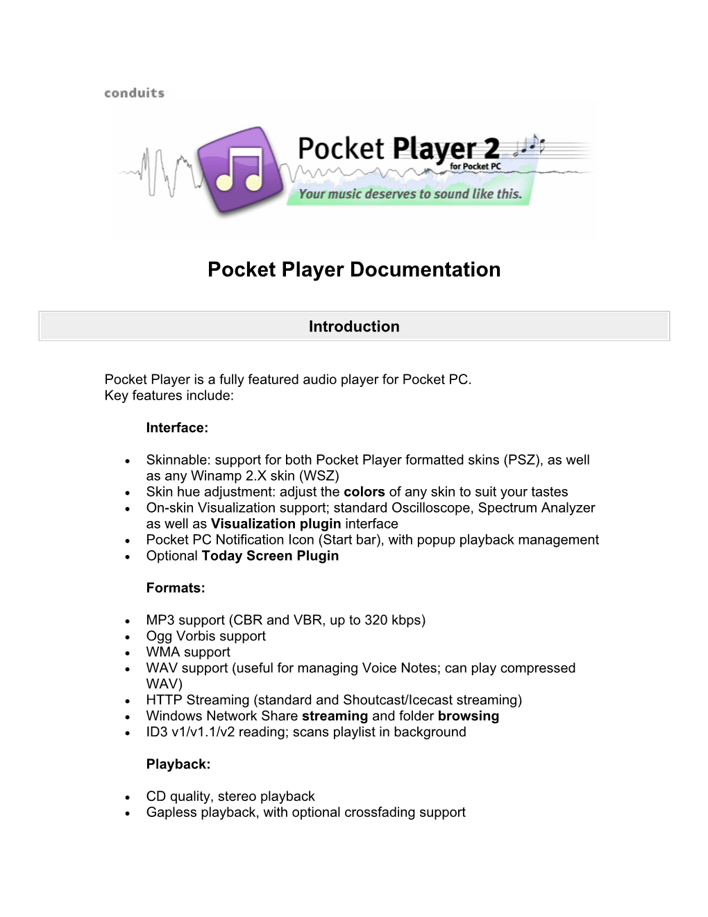 Pocket Player 2 Documentation