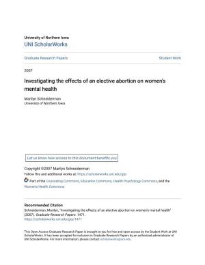 Investigating the Effects of an Elective Abortion on Women's Mental Health