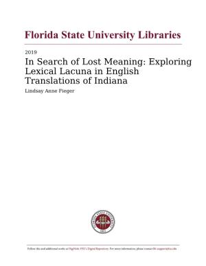 In Search of Lost Meaning: Exploring Lexical Lacuna in English Translations of Indiana Lindsay Anne Fieger