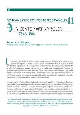 Vicente Martín Y Soler 1754?-1806