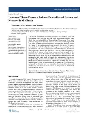 Increased Tissue Pressure Induces Demyelinated Lesions and Necroses in the Brain
