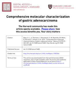 Comprehensive Molecular Characterization of Gastric Adenocarcinoma