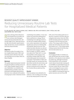 Reducing Unnecessary Routine Lab Tests for Hospitalized Medical Patients