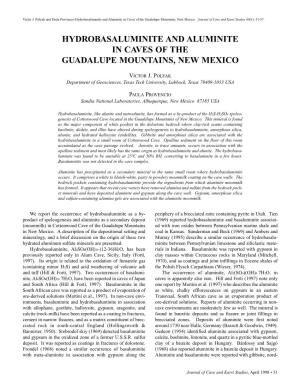 Hydrobasaluminite and Aluminite in Caves of the Guadalupe Mountains, New Mexico