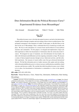 Does Information Break the Political Resource Curse? Experimental Evidence from Mozambique*