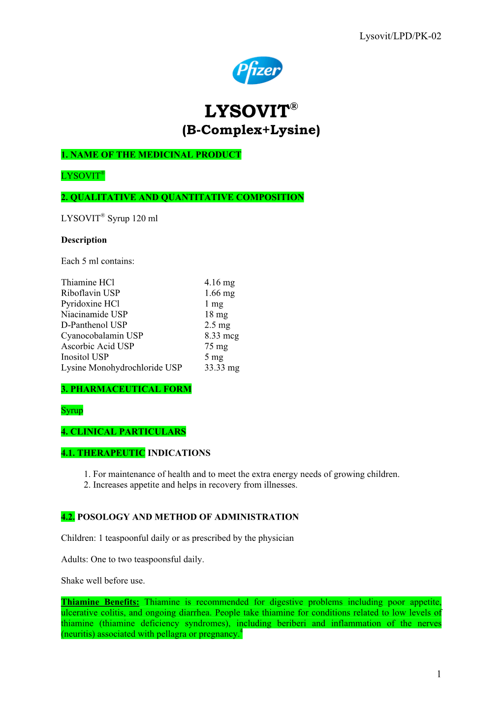 LYSOVIT® (B-Complex+Lysine)