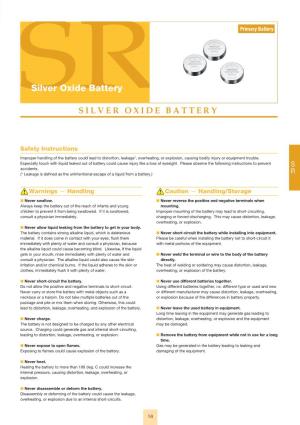 Silver Oxide Battery �IL�ER O�IDE BATTERY