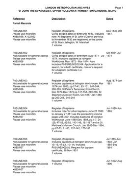 PEMBERTON GARDENS, ISLINGTON P83/JNE Page 1 Reference De