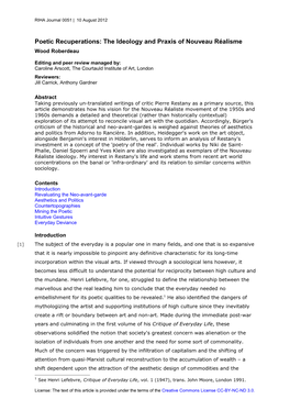 The Ideology and Praxis of Nouveau Réalisme, RIHA Journal 0051