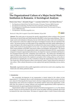 The Organizational Culture of a Major Social Work Institution in Romania: a Sociological Analysis