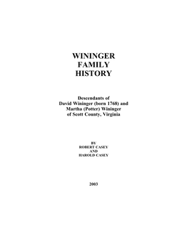 Wininger Family History