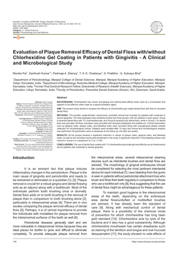 Evaluation of Plaque Removal Efficacy of Dental Floss With/Without Chlorhexidine Gel Coating in Patients with Gingivitis - a Clinical and Microbological Study