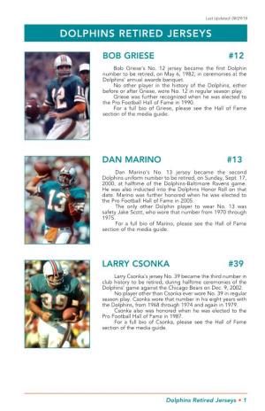 Dolphins Retired Jerseys