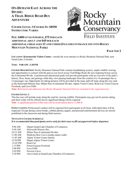 Rocky Mountain Field Seminars