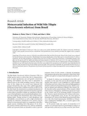 Metacercarial Infection of Wild Nile Tilapia (Oreochromis Niloticus) from Brazil