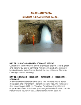 Yatra Amarnath Yatra by Helicopter 3Nights / 4 Days from Baltal