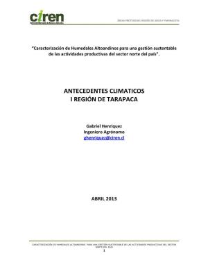 Antecedentes Climaticos I Región De Tarapaca